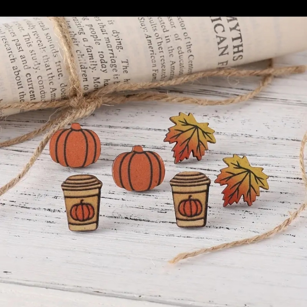1 set ONLY of Fall pumpkin latte ghost earrings please message me with c…